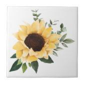 Gelbe Wasserfarben Sonnenblumen und Wildblume-Desi Fliese (Vorderseite)