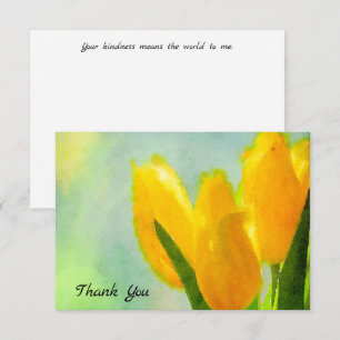 Gelbe Wasserfarben Tulips Flat Danke Karte