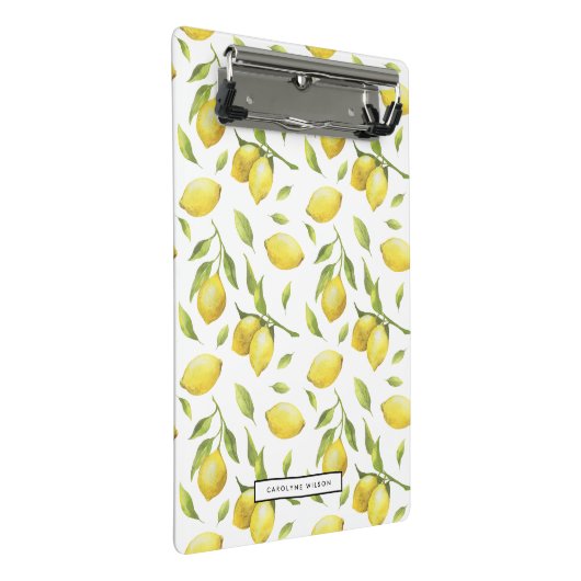 Gelbe Wasserfarben und Grünmuster Mini Klemmbrett (Schrägansicht)