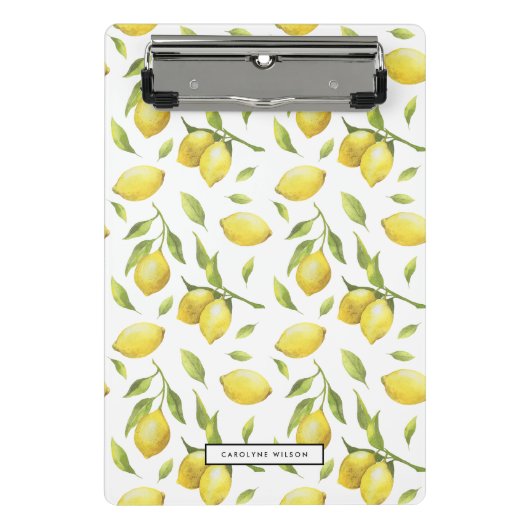 Gelbe Wasserfarben und Grünmuster Mini Klemmbrett (Vorderseite)