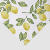 Gelbe Wasserfarben-Zitronen mit grünen Blätter Seidenpapier (Detail)
