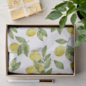 Gelbe Wasserfarben-Zitronen mit grünen Blätter Seidenpapier (Geschenk)