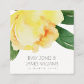 GELBE WASSERFARBENFLORALE PERSONALISIERTE WEICHUNG QUADRATISCHE VISITENKARTE (Vorderseite)
