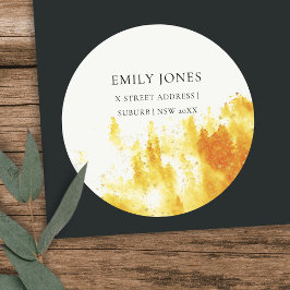 GELBE WASSERFARBLANDSCHAFT BAUMUSTER RUNDER AUFKLEBER