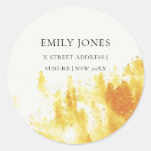 GELBE WASSERFARBLANDSCHAFT BAUMUSTER RUNDER AUFKLEBER (Vorderseite)