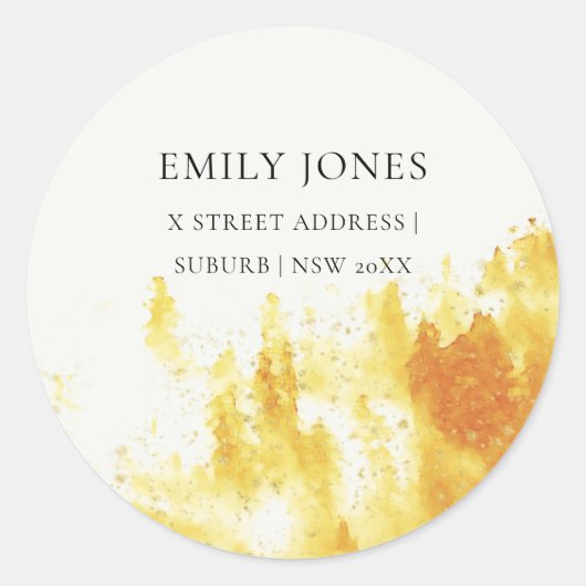 GELBE WASSERFARBLANDSCHAFT BAUMUSTER RUNDER AUFKLEBER (Vorderseite)