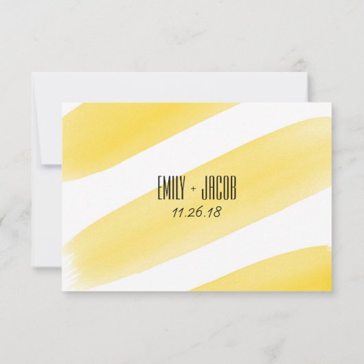 Gelbe Wasserfarbstreifen mit RSVP-Karte RSVP Karte (Rückseite)