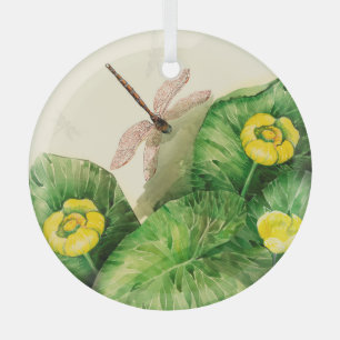 Gelbe Wasserlilie Aquarell Ornament Aus Glas
