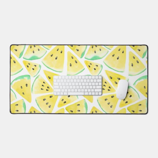 Gelbe Wassermelone-Scheiben-Verpackungspapier Schreibtischunterlage (Tastatur & Maus)