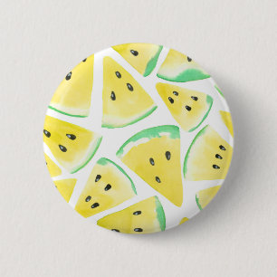 Gelbe Wassermelonen-Schnittmuster Button