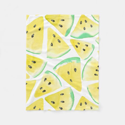 Gelbe Wassermelonen-Schnittmuster Fleecedecke (Vorderseite)