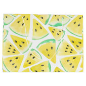 Gelbe Wassermelonen-Schnittmuster Große Geschenktüte (Rückseite)