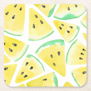 Gelbe Wassermelonen-Schnittmuster Rechteckiger Pappuntersetzer