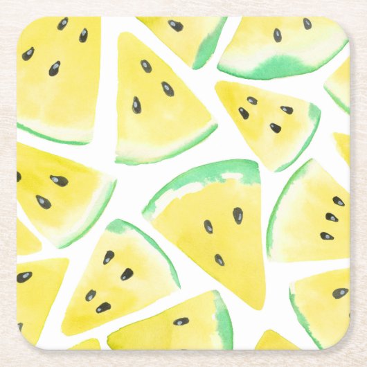 Gelbe Wassermelonen-Schnittmuster Rechteckiger Pappuntersetzer (Vorderseite)