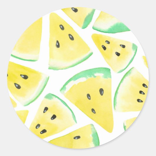 Gelbe Wassermelonen-Schnittmuster Runder Aufkleber (Vorderseite)