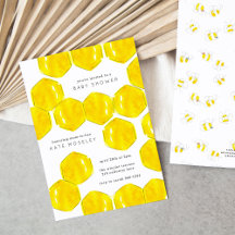 Gelbe Watercolor Honeycomb Mama zur Bee Baby Dusch