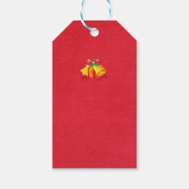 Gelbe Weihnachtsglocken auf dem Roten Geschenk-Tag Geschenkanhänger