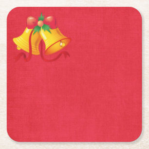 Gelbe Weihnachtsglocken auf rotem Papieruntersetze Rechteckiger Pappuntersetzer