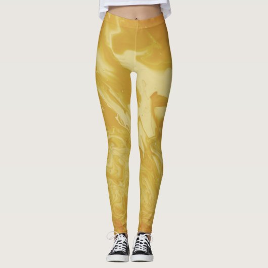 Gelbe weiße Abstrakte Leggings (Vorderseite)