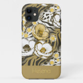 Gelbe, weiße Blume auf Tigerhintergrund Case-Mate iPhone Hülle (Rückseite)
