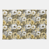 Gelbe, weiße Blume auf Tigerhintergrund Geschirrtuch (Horizontal)