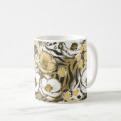 Gelbe, weiße Blume auf Tigerhintergrund Kaffeetasse (VorderseiteRechts)