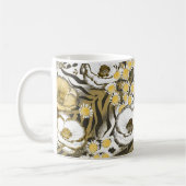Gelbe, weiße Blume auf Tigerhintergrund Kaffeetasse (Links)