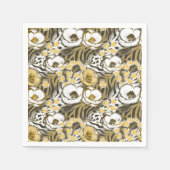 Gelbe, weiße Blume auf Tigerhintergrund Serviette (Vorderseite)