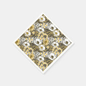 Gelbe, weiße Blume auf Tigerhintergrund Serviette (Ecke)