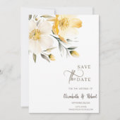Gelbe, weiße Blume Save the Date (Vorderseite)