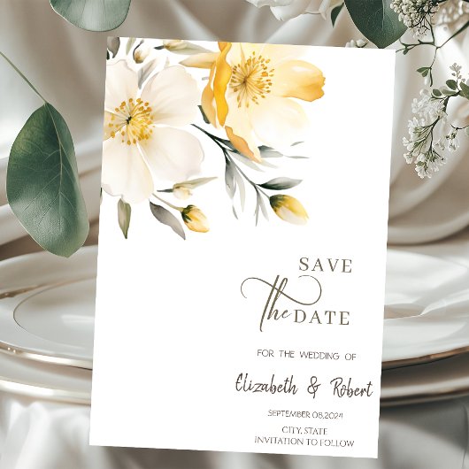 Gelbe, weiße Blume Save the Date
