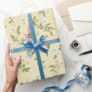 Gelbe Weiße Blumen Geburtstag Geschenkpapier