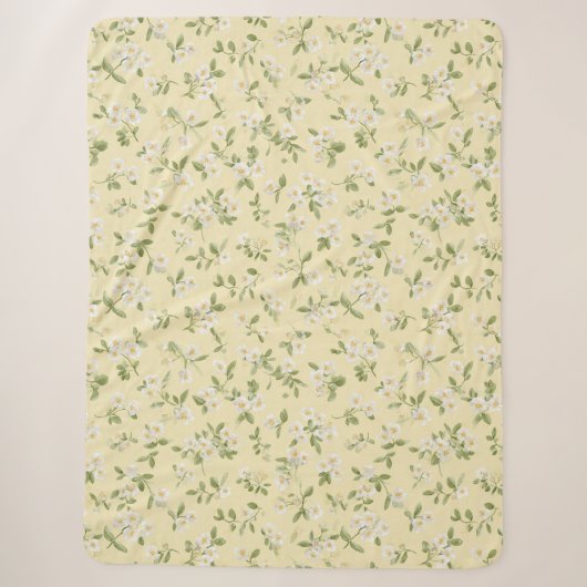 Gelbe Weiße Blumen Sherpadecke (Vorderseite)