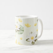 Gelbe Weiße Blumen Streifen Kaffeetasse (VorderseiteRechts)
