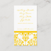 Gelbe weiße Blumendamast-Visitenkarte Visitenkarte (Rückseite)