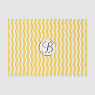 Gelbe weiße Chevron-Druck-Monogramm-Buchstabe Init Seidenpapier