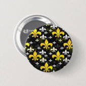 Gelbe weiße Fleur de Lis Button (Vorne & Hinten)