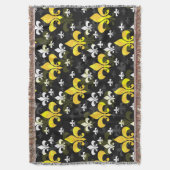 Gelbe weiße Fleur de Lis Decke (Vorderseite Vertikal)