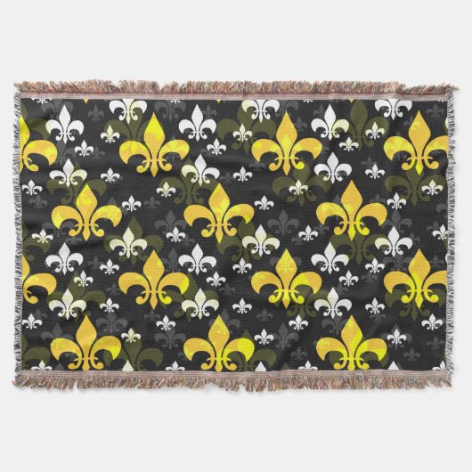 Gelbe weiße Fleur de Lis Decke (Vorderseite)