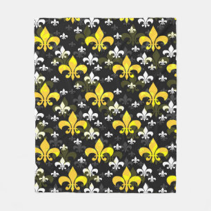 Gelbe weiße Fleur de Lis Fleecedecke