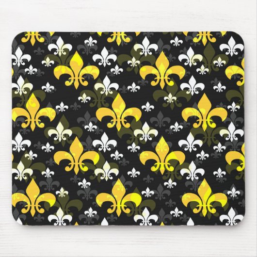 Gelbe weiße Fleur de Lis Mousepad (Vorne)