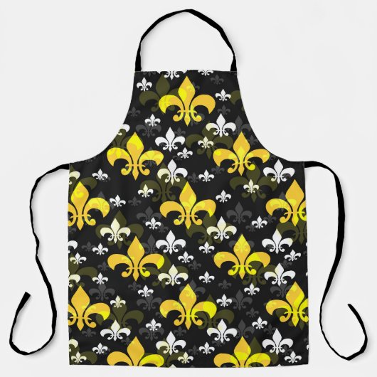 Gelbe weiße Fleur de Lis Schürze (Vorderseite)
