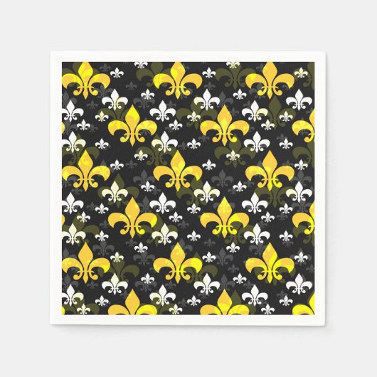 Gelbe weiße Fleur de Lis Serviette (Vorderseite)