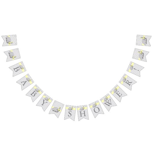Gelbe, weiße graue Babydusche Wimpelkette (Alle)