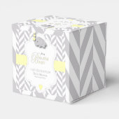 Gelbe, weiße graue Elefantendusche Geschenkschachtel (Rückseite)