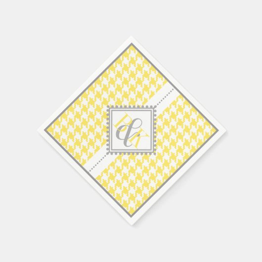 Gelbe, weiße Hahnentrittmuster Serviette (Ecke)