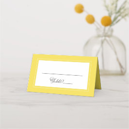 Gelbe weiße Hochzeit Elegante schicke Grenze Moder Platzkarte