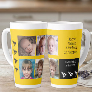 Gelbe weiße Liebe als Großmutter mit Fotos Milchtasse