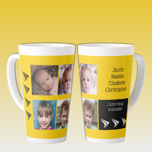 Gelbe weiße Liebe als Großmutter mit Fotos Milchtasse