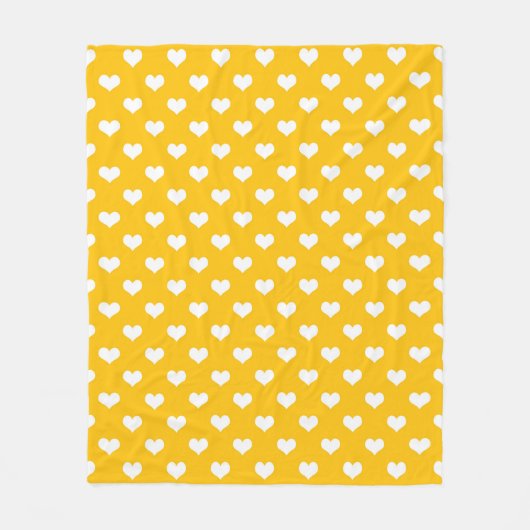 Gelbe weiße Liebe Herzdesign Fleecedecke (Vorderseite)